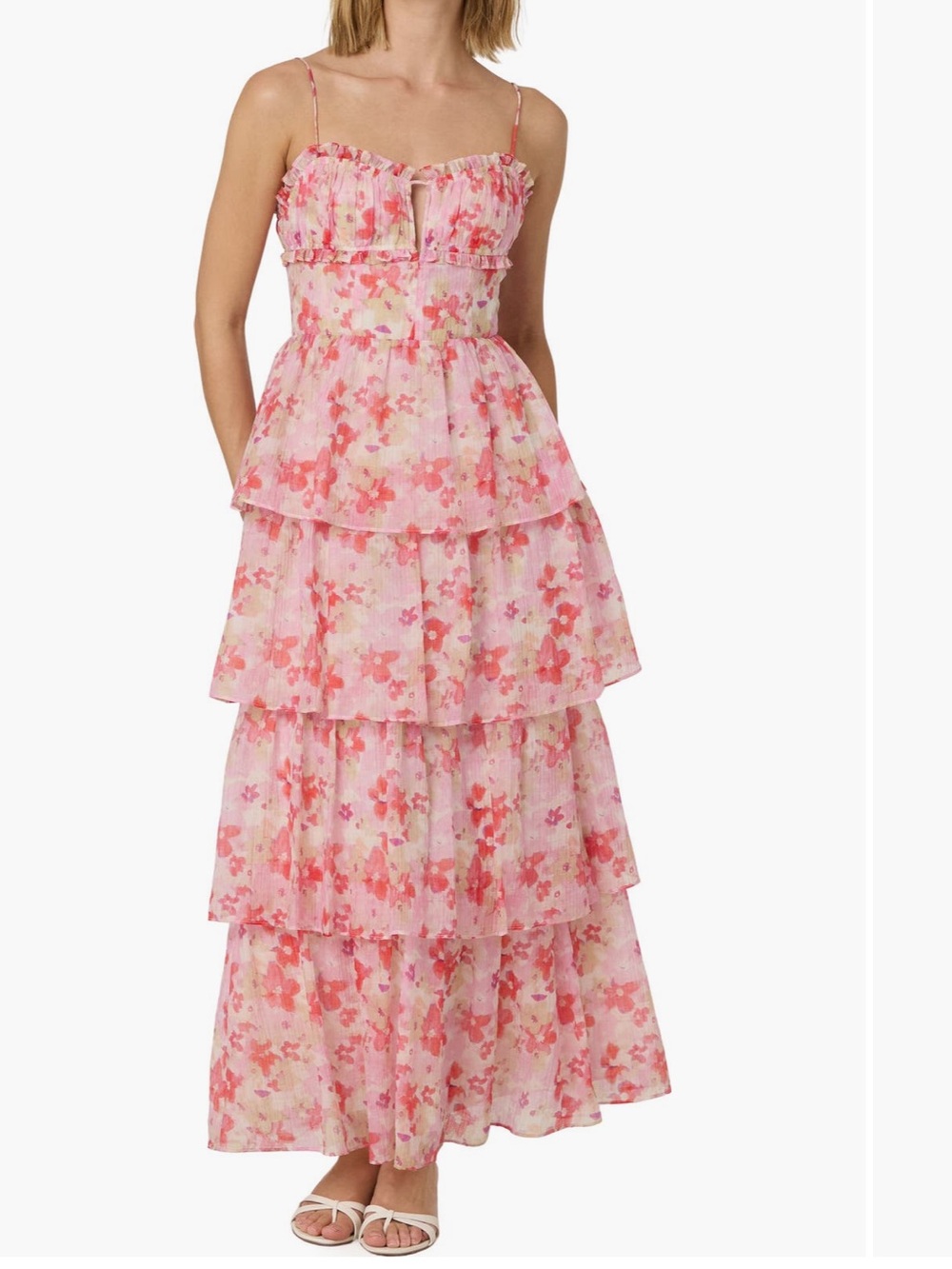 ASTR the Label Women's Vonnessa Floral Print Tiered Maxi Dress $164